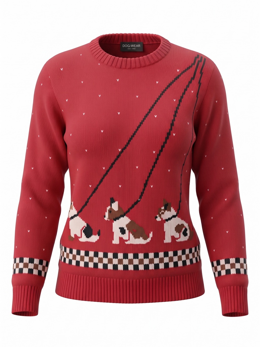Vintage Miller’s Sportific Wool Sweater Terrier Dog Red L